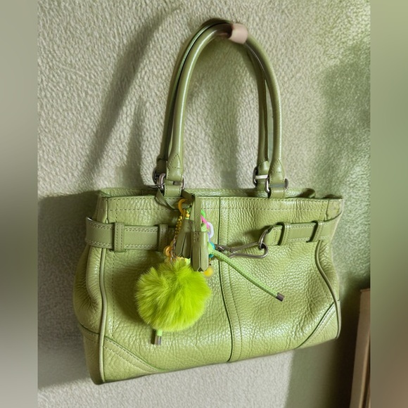 Y2K Coach green pebbled leather satchel - Picture 5 of 11